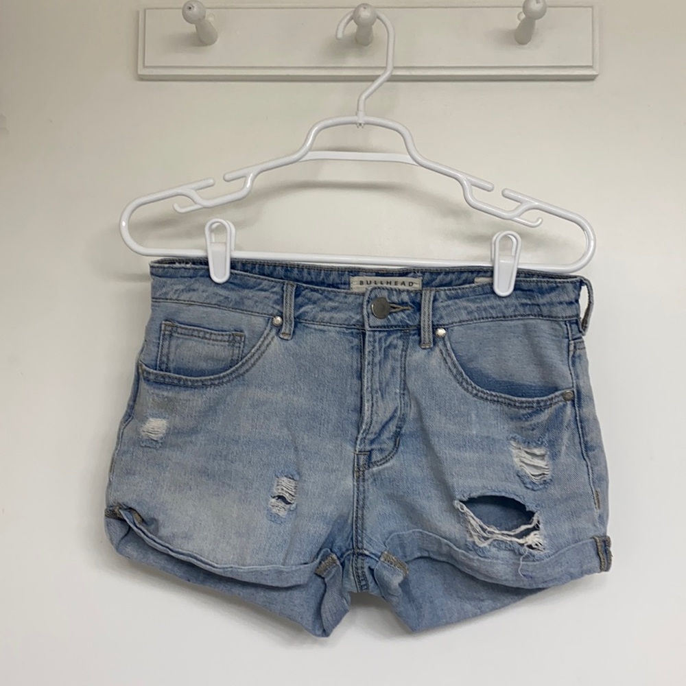 Light wash jean shorts